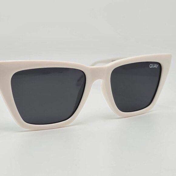 Quay Australia Call The Shots White Frame Polarized Grey Lens Cat Eye Sunglasses main image 4